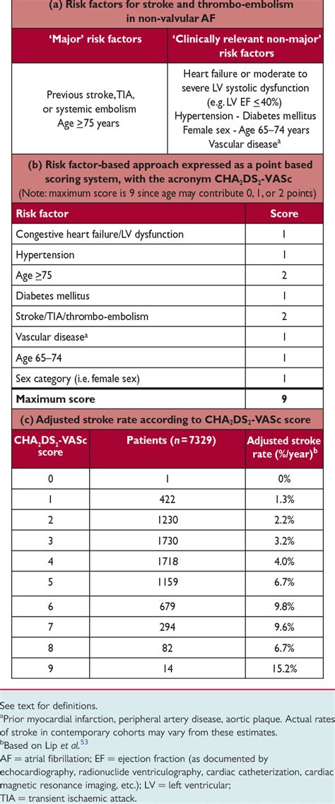 Cha Ds Vasc Score For Stroke Risk Diagram