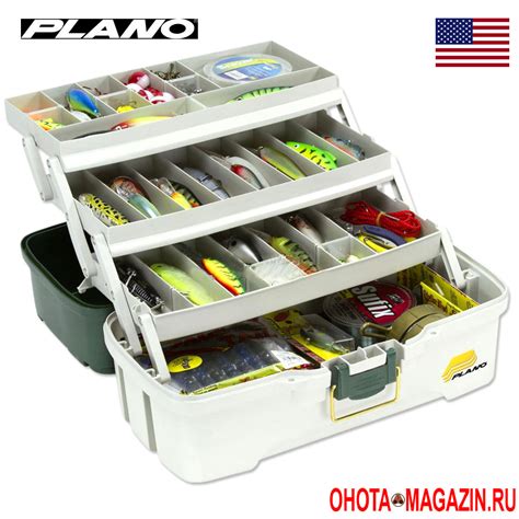 Купить Ящик для рыбалки с 3 полками PLANO Three-Tray GreenTackle Box по ...