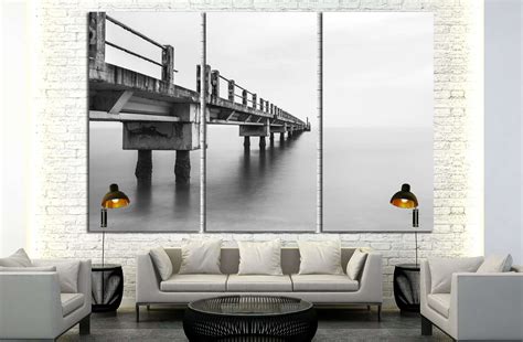 Abandoned Jetty, Long Exposure Black And White Canvas Art Wall Decor 3 ...