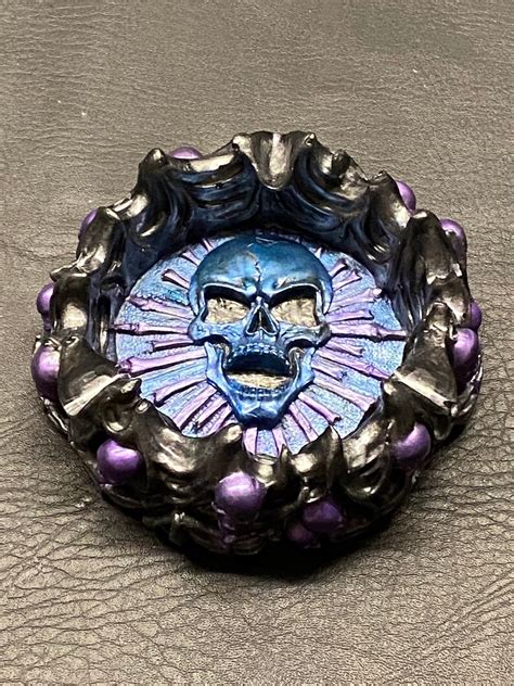 Skull Ashtray Handmade Black Resin With Blue And Purple Mica Etsy