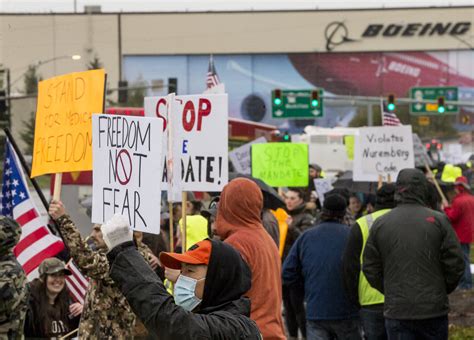 Some Boeing workers protest in Everett over vaccine mandate | HeraldNet.com