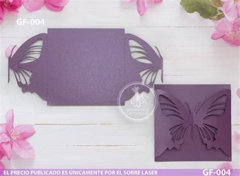 50 Invitaciones Sobres Corte Laser Gf 004 Mariposas Mebuscar México