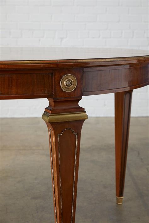 Maison Jansen Round Mahogany Dining Table With Leaf At 1stdibs