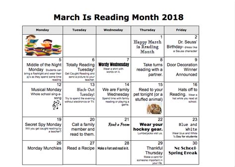 March Is Reading Month Calendar Of Events March Reading Month