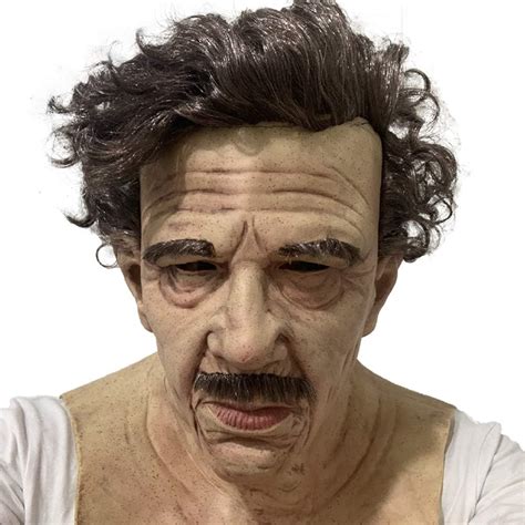 Realistic Old Man Mask With Hair Wrinkle Old Person Full