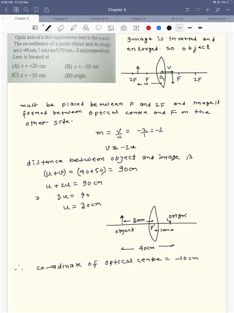 Solve the question 41 41 Optic axis ofa thin equiconvex lens is thÃ© x ...