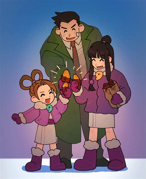 Maya Fey Dick Gumshoe And Pearl Fey Ace Attorney Drawn By Shooong