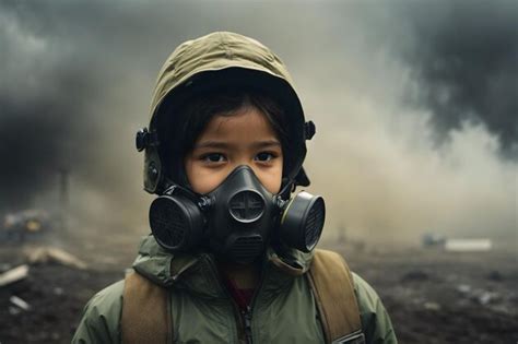 Premium Photo | A child with a gas mask as a concept of air pollution ...