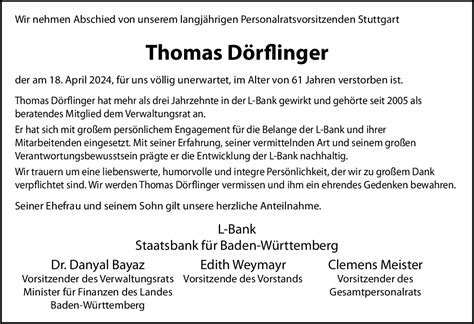 Nachruf Thomas Dörflinger 27 04 2024 Teckbote Trauerportal