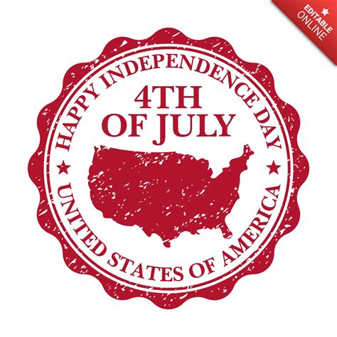 Independence Day Of America Stamp Logo Design Template Free Design