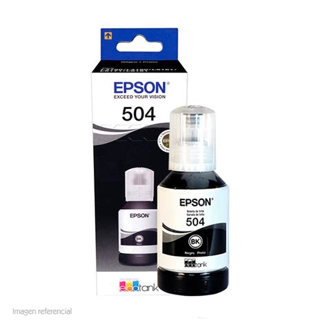 Botella De Tinta EPSON T504 Color Negro Contenido 127ml Para