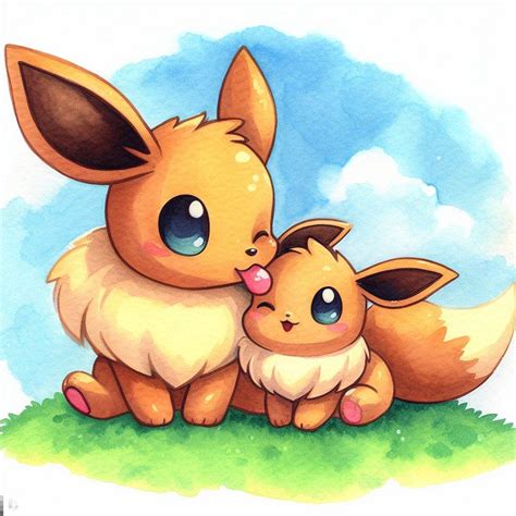 Eevee and baby eevee by Ai-art-maker-howdy on DeviantArt