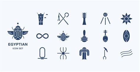 Ancient Egyptian symbols solid icon set 10398525 Vector Art at Vecteezy