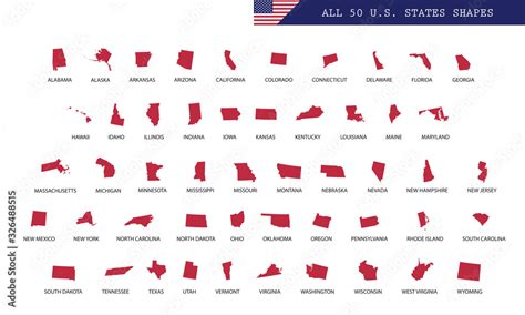 All U.S. states map shapes USA borders Stock Vector | Adobe Stock