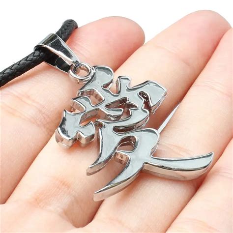 Moda Anime Naruto Gaara Ai Carta De Amor Metal Colgante Collar Cosplay