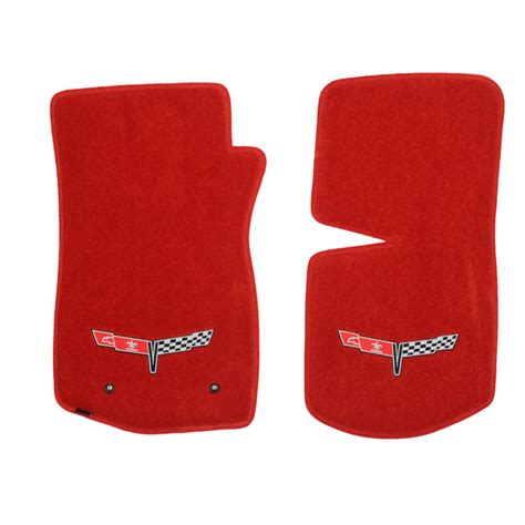 1980 1982 Corvette C3 Lloyds Ultimat Red Floor Mats With Crossed Flags