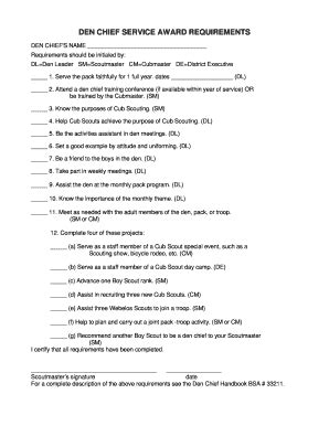 Den Chief Service Award Pdf Fill Online Printable Fillable Blank