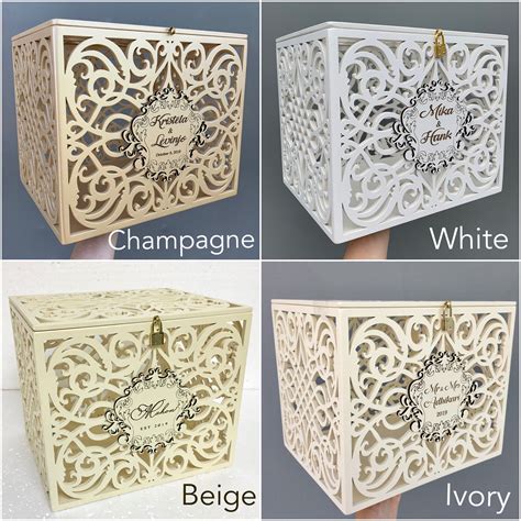 Personalized Wedding Card Box With Slot Lock Wedding Money Box Etsy