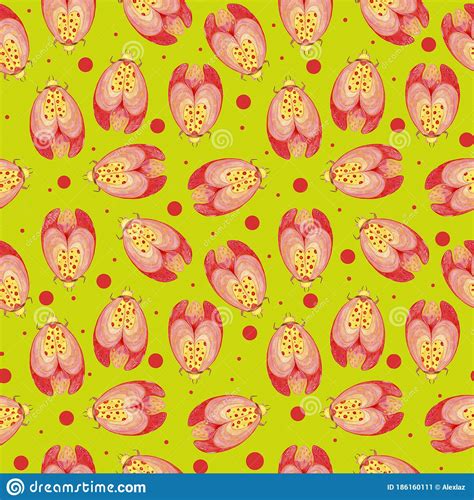 Seamless Pattern Abstract Spring Pink Beetles With Spots For Festive