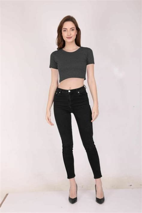 Buy The Blazze B Womens Cotton Round Neck Cap Sleeve Crop Top