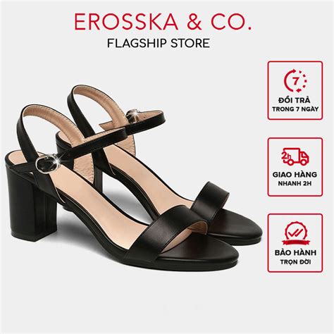 Erosska Giày sandal nữ gót vuông thiết kế thanh lịch công sở cao 5cm màu nude EB067 Shopee