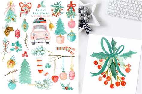 Pastel Christmas Watercolor Holiday Clipart 896667 Illustrations