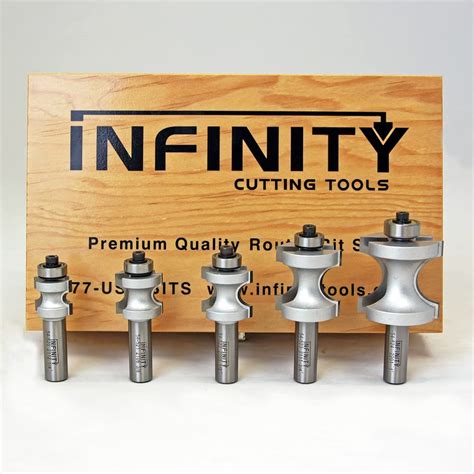 Infinity Cutting Tools 5 Pc Bullnose Router Bit Set Wbearing Guide