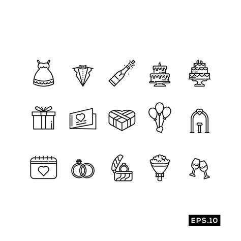 Wedding Vector Set. Wedding Symbol Vector 8919444 Vector Art at Vecteezy