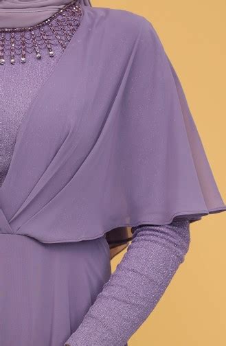 Violet Hijab Evening Dress Sefamerve