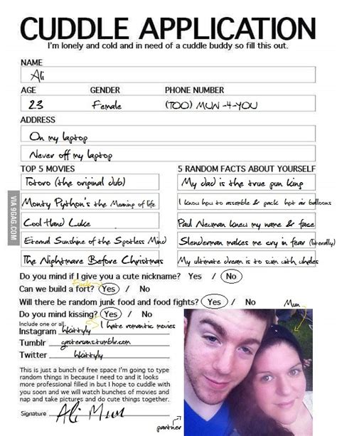 Official Cuddle Buddy Application Form