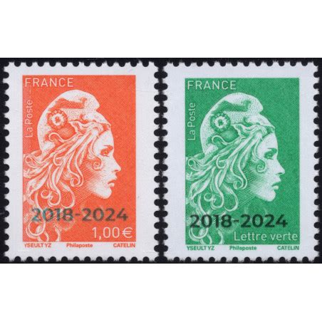 Timbres Marianne l engagée 2 valeurs surchargés 2024 neuf