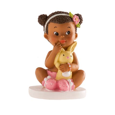 FIGURA TARTA BAUTIZO NIÑA SENTADA CON CONEJITO 10CM Dekora