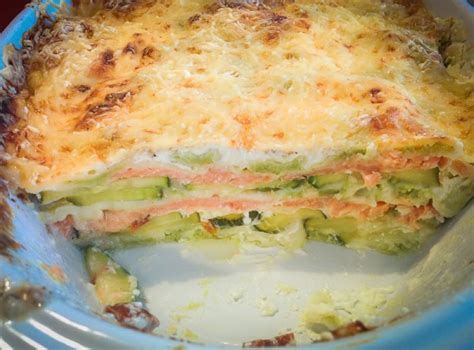 Gratin de ravioles du dauphiné courgettes et saumon fumé Les petits