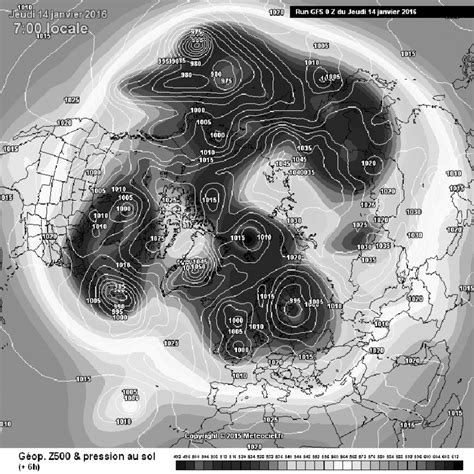 Carta sinóptica de superfície e do geopotencial a 500hpa 14 01 2016