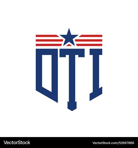 Patriotic dti logo with star and american flag Vector Image