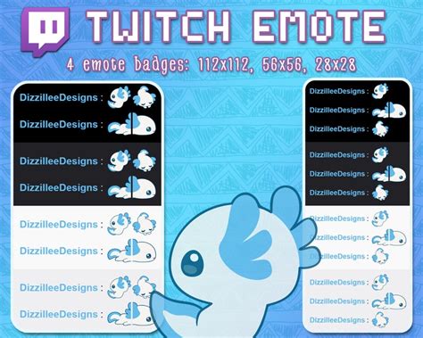 Axolotl Twitch Emotes Set Blue Axolotl Emotes Subscriber Etsy