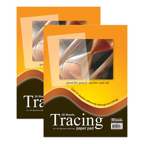 BAZIC Tracing Paper Pad 30 Sheets 9" X 12" White Translucent Trace Paper, 2-Pack - Walmart.com