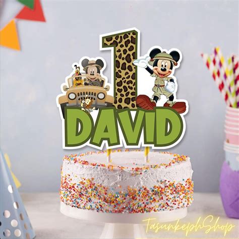 Personalized Mickey Mouse Safari Cake Topper,mickey Safari Birthday ...