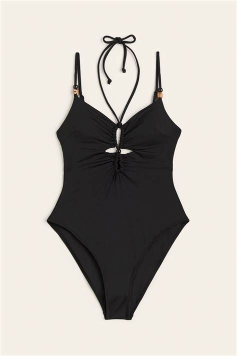 High Leg Swimsuit Black Ladies Handm Au