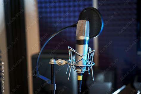 Professional microphone in the recording studio. Musical Concept ...