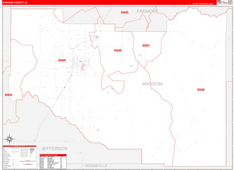 Madison County, ID Wall Map - Red Line