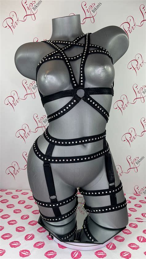 Swarovski Unique Black Lingerie Piece Set Etsy