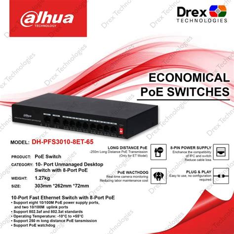 Dahua Dh Pfs Et Port Unmanaged Desktop Switch With Port