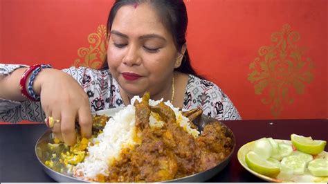 Bigbites Eating Rice With Spicy Chicken Kosha Jhal Jhal Murgi