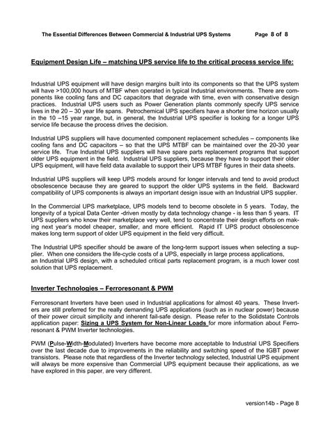 Comparison of Commercial vs Industrial UPS | PDF