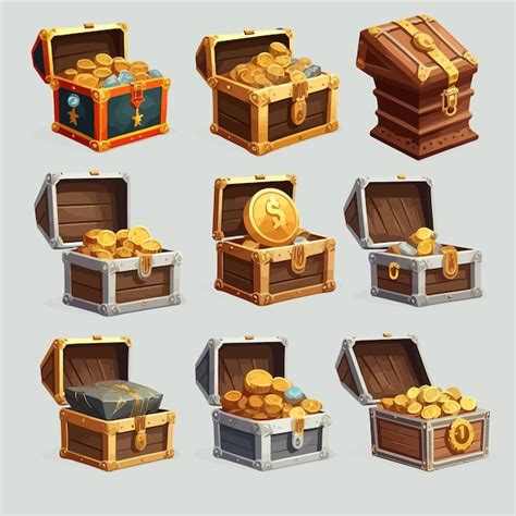 premium vector treasure chests  gold silver  bronze coins