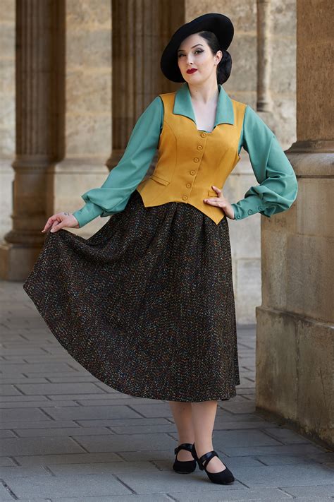 Miss Candyfloss Talissa Lou gebreide swing rok in zwart en multi