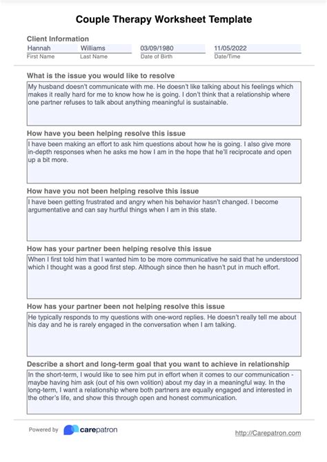 Couples Therapy Worksheet Template Example Free Pdf Download Dbt