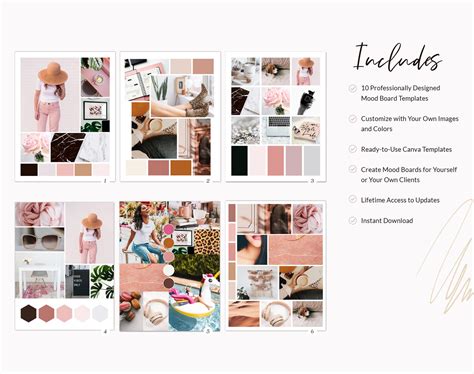 Canva Mood Board Templates Inspiration Board Editable Moodboard