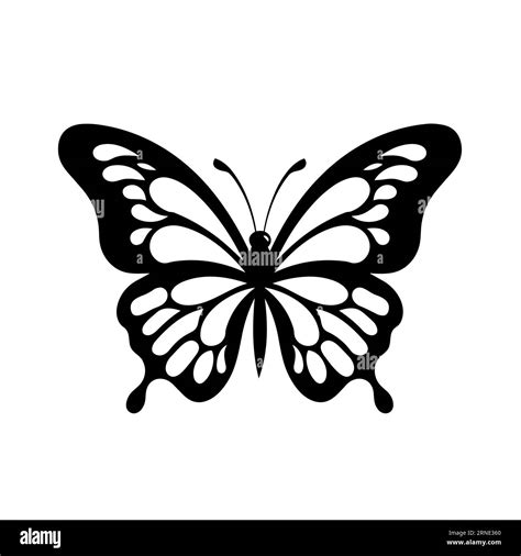 Butterfly silhouette. Butterfly black icon on white background Stock ...